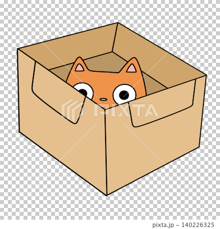 Orange kitten peers curiously from a cardboard box Orange kitten peers curiously from a cardboard box 140226325
