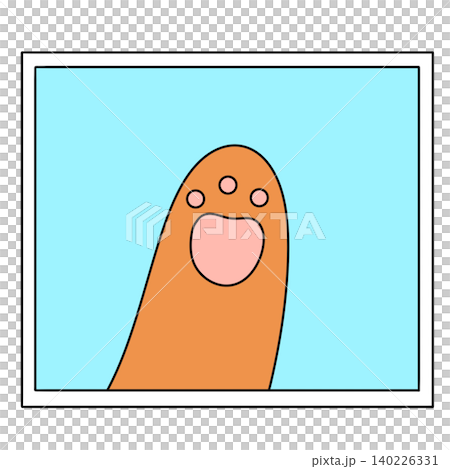 Cartoon orange paw peeking through window frame Cartoon orange paw peeking through window frame 140226331