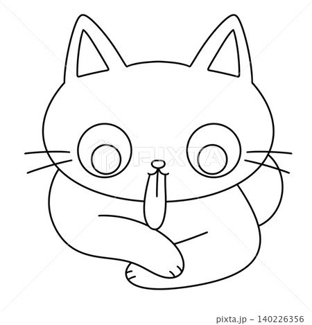 Cute cartoon cat with big eyes and playful expression Cute cartoon cat with big eyes and playful expression 140226356