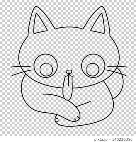 Cute cartoon cat with big eyes and playful expression Cute cartoon cat with big eyes and playful expression 140226356
