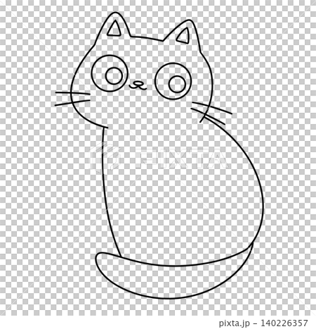 Simple cartoon cat with big eyes and whiskers Simple cartoon cat with big eyes and whiskers 140226357