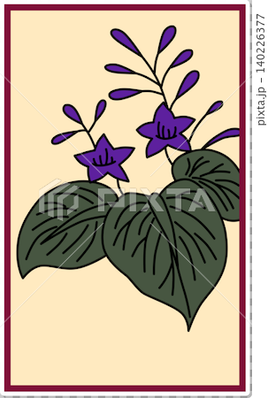 貼紙風格的花札圖示:桐花和柿子 貼紙風格的花札圖示:桐花和柿子 140226377
