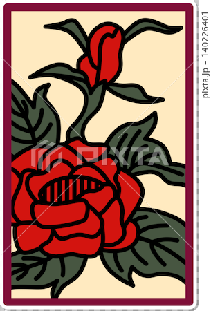 Sticker-style Hanafuda icon: Peony and Kasu Sticker-style Hanafuda icon: Peony and Kasu 140226401