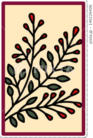 Sticker-style Hanafuda icon: Hagi (bush clover) and Kasu (duck). Sticker-style Hanafuda icon: Hagi (bush clover) and Kasu (duck). 140226406