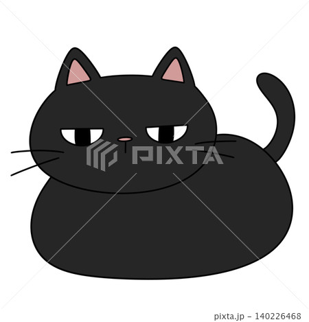Cartoon black cat with pink inner ears Cartoon black cat with pink inner ears 140226468