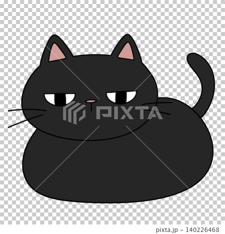 Cartoon black cat with pink inner ears Cartoon black cat with pink inner ears 140226468