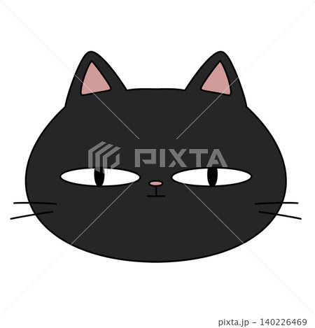 Black cat with pink inner ears and simple whiskers 140226469