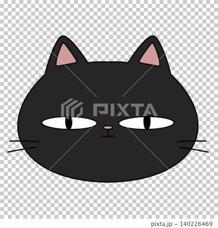 Black cat with pink inner ears and simple whiskers 140226469