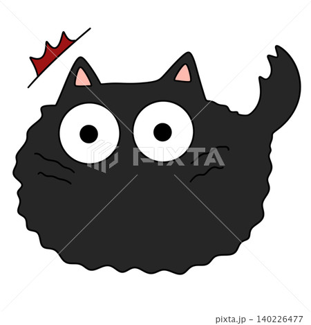 Dark cartoon cat with big white eyes and pink inner ears Dark cartoon cat with big white eyes and pink inner ears 140226477