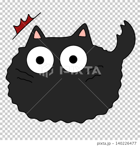 Dark cartoon cat with big white eyes and pink inner ears Dark cartoon cat with big white eyes and pink inner ears 140226477