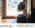 Gramophone vinyl record player with brass horn, Mojiko town, Kitakyushu 140226515