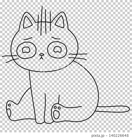 Simple line drawing of a cartoon cat Simple line drawing of a cartoon cat 140226648