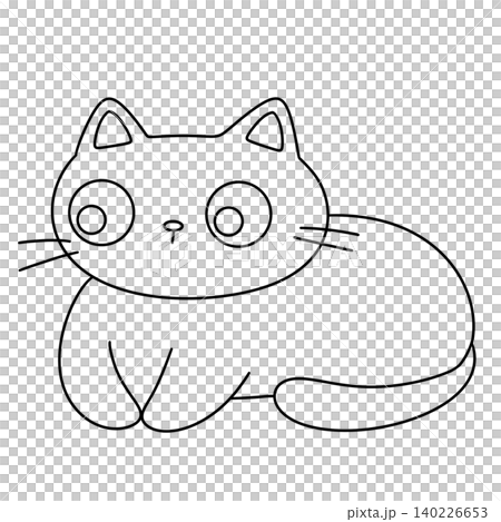Simple black outline cat drawing Simple black outline cat drawing 140226653