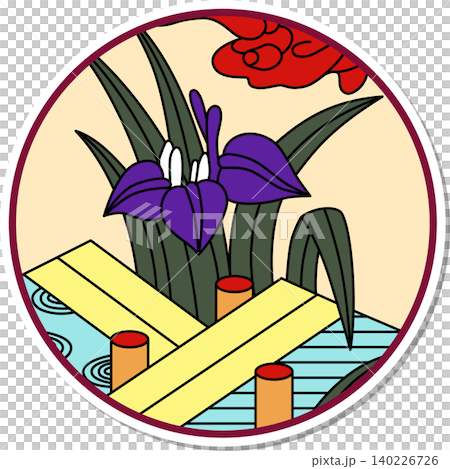貼紙風格的圓形花紮圖示:Iris 和 Yatsuhashi 貼紙風格的圓形花紮圖示:Iris 和 Yatsuhashi 140226726