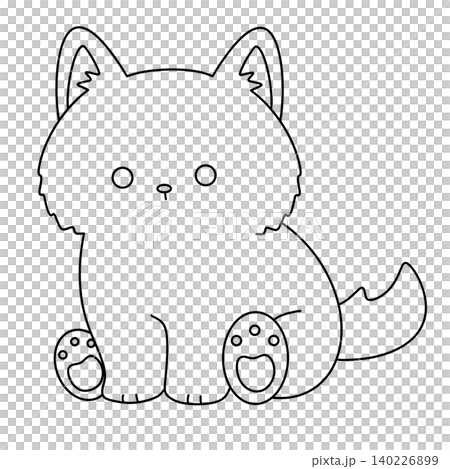 Cute cartoon fox sits upright with soft, rounded features Cute cartoon fox sits upright with soft, rounded features 140226899