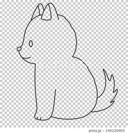 Simple line drawing of a sitting cartoon fox 140226905