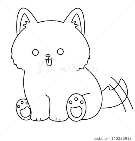 Cute cartoon fox sits on white background Cute cartoon fox sits on white background 140226912