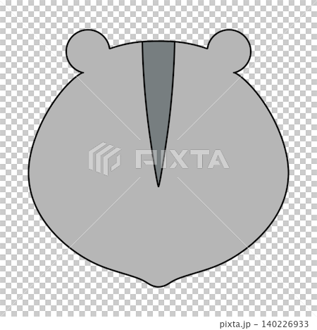 Gray cartoon bear face with simple, friendly expression 140226933