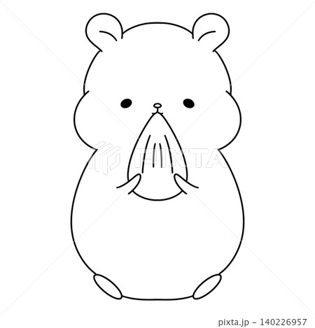 Simple line drawing of a smiling hamster Simple line drawing of a smiling hamster 140226957