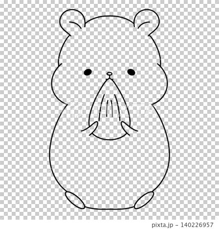 Simple line drawing of a smiling hamster Simple line drawing of a smiling hamster 140226957