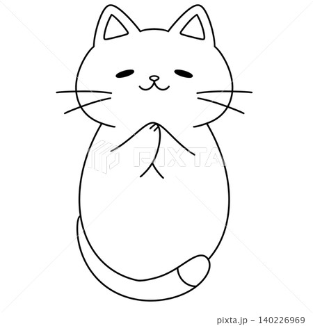 Simple line drawing of a cartoon cat 140226969