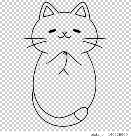Simple line drawing of a cartoon cat 140226969