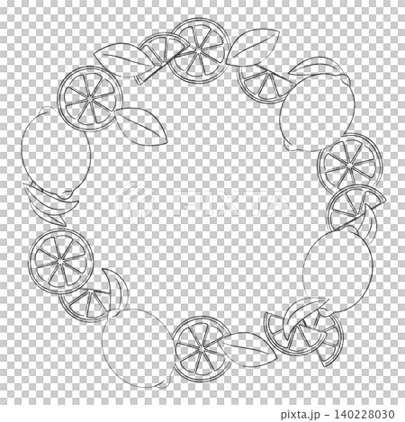 黑白檸檬插畫邊框 黑白檸檬插畫邊框 140228030