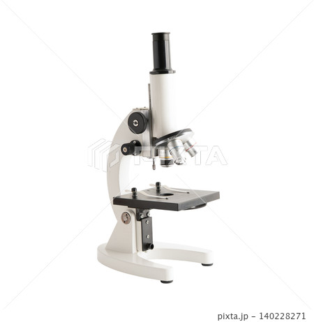 Microscope in a laboratory isolated on white background. Microscope in a laboratory isolated on white background. 140228271