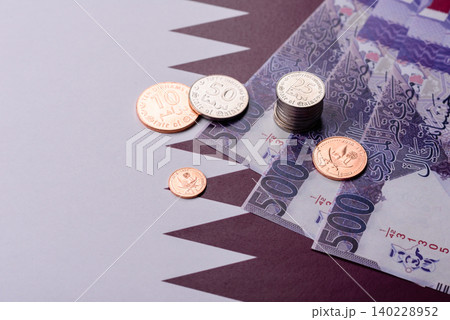 Qatar paper money, the Qatari riyal as a tool for financial transactions and trade. Qatari money 140228952