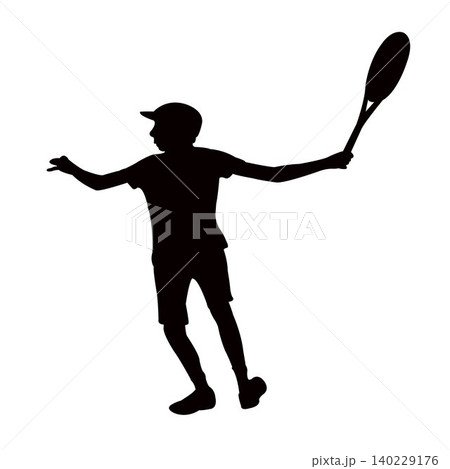 a boy playing tennis silhouette vector a boy playing tennis silhouette vector 140229176