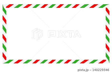 Candy cane rectangle frame. Christmas ribbon with red, green and white stripes. Greeting card with New Year or Christmas decorating border Candy cane rectangle frame. Christmas ribbon with red, green and white stripes. Greeting card with New Year or Christmas decorating border 140229346