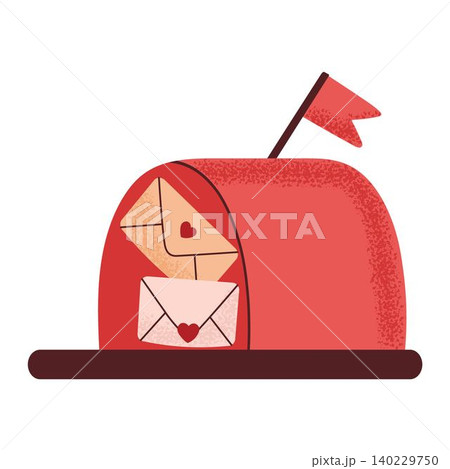 Red mailbox with love heartletter inside. Delivery, message concept  for Valentine's Day 140229750