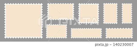 Set of postcard stamps template. Mockup postage stamps.Jagged wavy edge forms Set of postcard stamps template. Mockup postage stamps.Jagged wavy edge forms 140230007