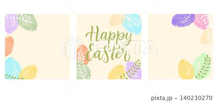 Easter social media templates with pastel egg decorations.Minimalist promotional banners 140230270