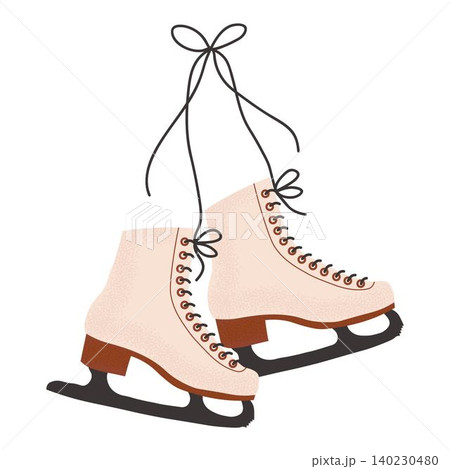 Figure skating boots. Ice skates pair. Skaters footwear for winter rink sport Figure skating boots. Ice skates pair. Skaters footwear for winter rink sport 140230480