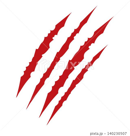 Red claws scratche animal. Four scratches shape. Wild animal claw marks. Funny design element Red claws scratche animal. Four scratches shape. Wild animal claw marks. Funny design element 140230507