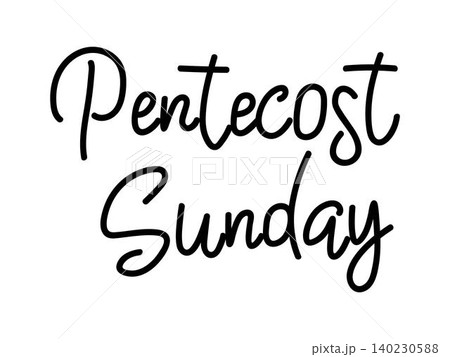 Stylized handwritten calligraphy text Pentecost Sunday in a rough ink effect.Ideal for use in religious invitations, posters, social media posts or designs related to celebrations Stylized handwritten calligraphy text Pentecost Sunday in a rough ink effect.Ideal for use in religious invitations, posters, social media posts or designs related to celebrations 140230588