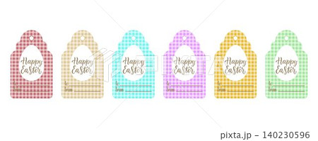 Set of Easter gift labels. The tags are presented in a variety of soft, pastel colors. Perfect for adding a charming, handcrafted touch to holiday presents 140230596