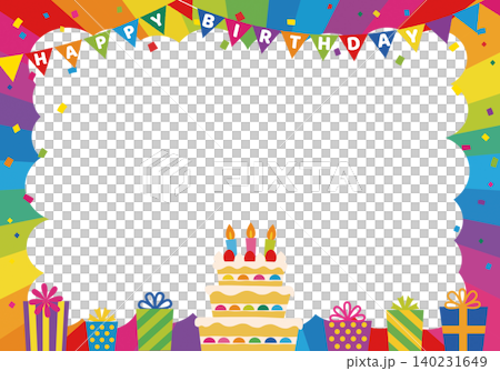 【ベクター】HAPPY BIRTHDAY文字入り レインボーカラーの誕生日パーティー背景 140231649