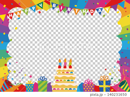 【ベクター】HAPPY BIRTHDAY文字入り レインボーカラーの誕生日パーティー背景 140231650