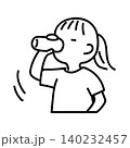 水分補給をする女性のバストアップ_線画 140232457