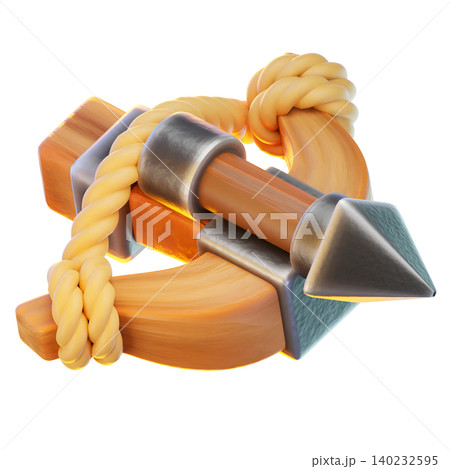 Crossbow 3D Render Icon, Classic Weapon Illustration Crossbow 3D Render Icon, Classic Weapon Illustration 140232595
