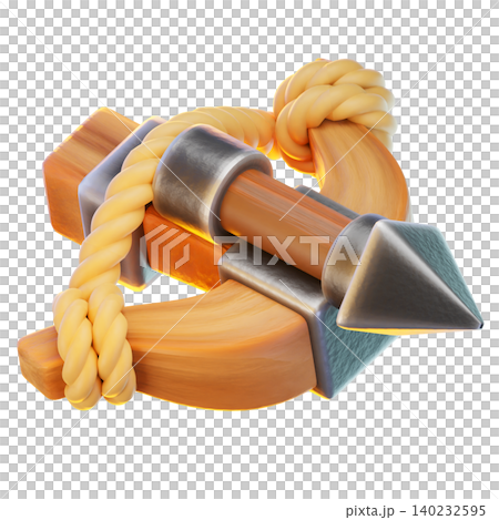 Crossbow 3D Render Icon, Classic Weapon Illustration Crossbow 3D Render Icon, Classic Weapon Illustration 140232595