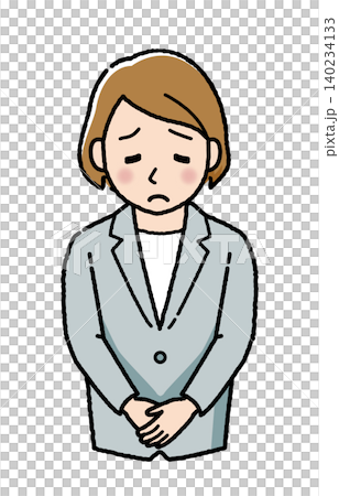 A businesswoman bows in apology. A businesswoman bows in apology. 140234133