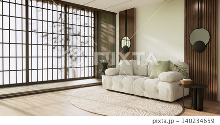 Mock up empty japanese on Modern room gray color tone interior modern japandi style.3D rendering 140234659