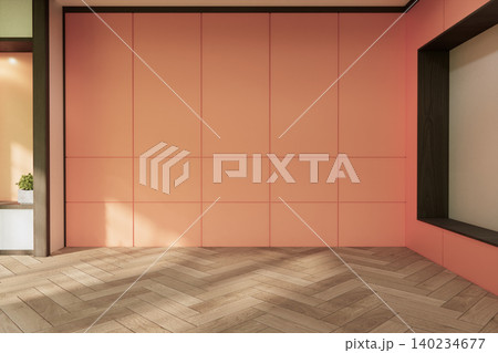japanese interior of pink sakura living room for editing. 3d rendering japanese interior of pink sakura living room for editing. 3d rendering 140234677