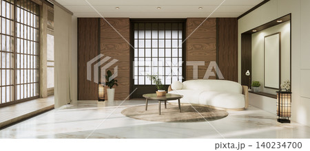 Mock up empty japanese on Modern room gray color tone interior modern japandi style.3D rendering Mock up empty japanese on Modern room gray color tone interior modern japandi style.3D rendering 140234700