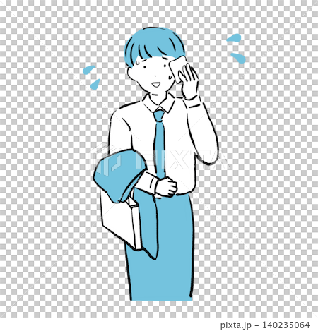 Simple illustration of a businessman sweating. Simple illustration of a businessman sweating. 140235064