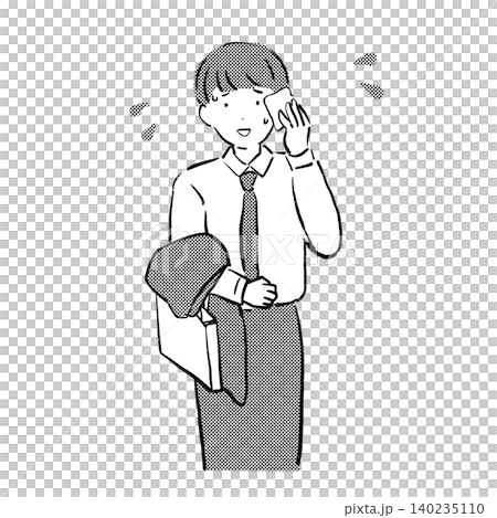 Simple monochrome illustration of a sweating businessman Simple monochrome illustration of a sweating businessman 140235110