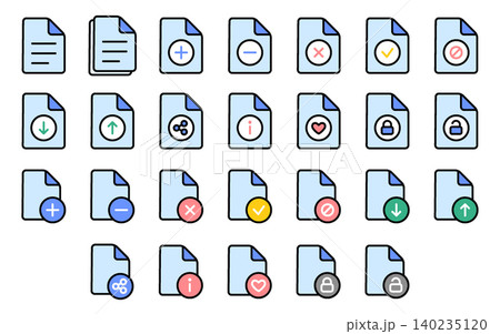 File and Document Icon Set - Colored Outline 140235120